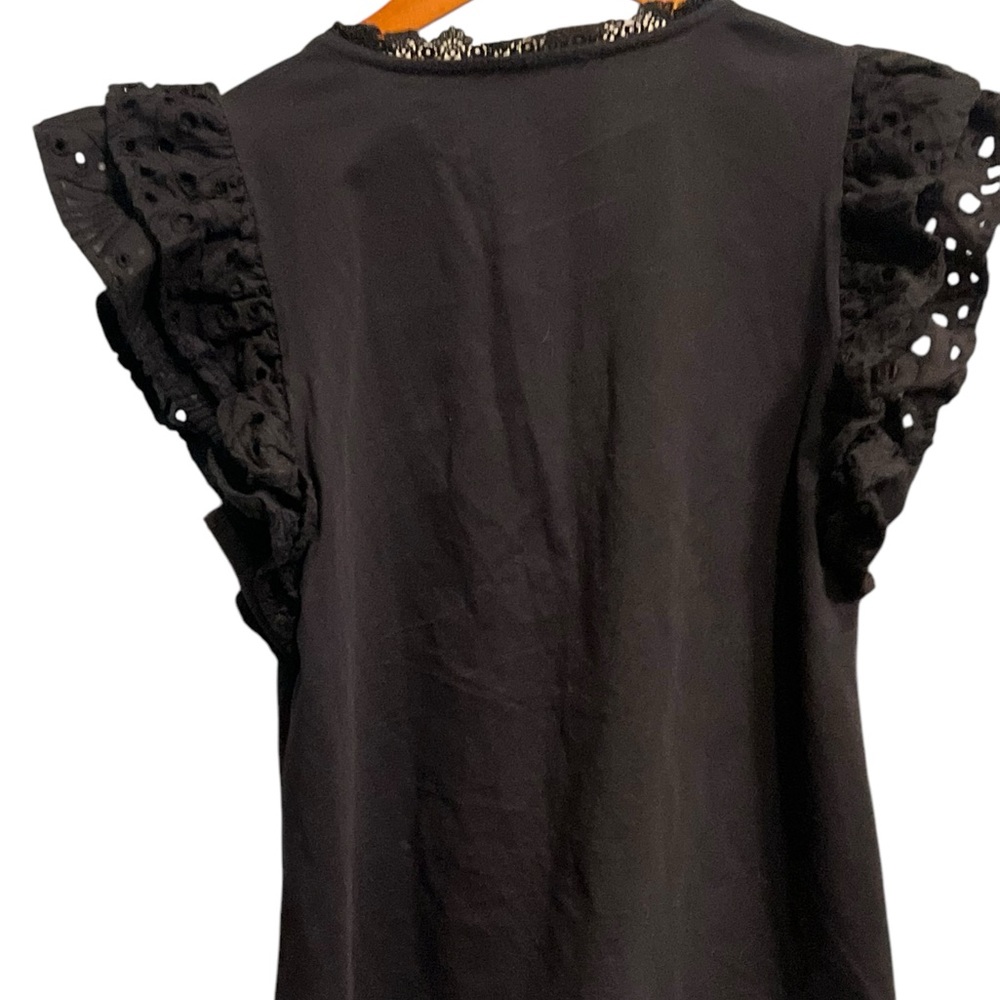Black Ruffled Sleeve Top - Picture 9 of 11